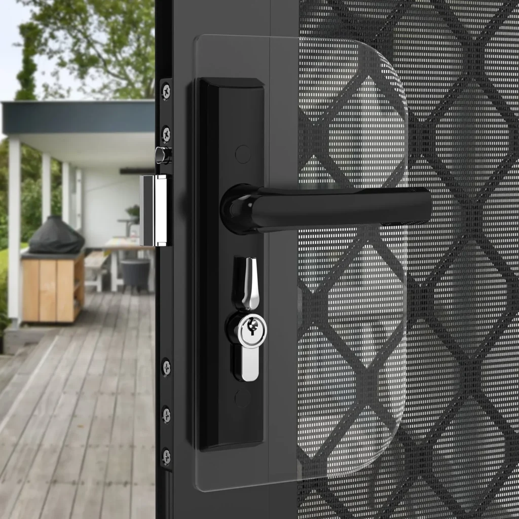 Black security door with triple lock